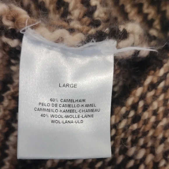 VINTAGE JAEGER Camel Hair & Wool Knit Sweater | Convertible Portrait Neck L - Picture 7 of 11